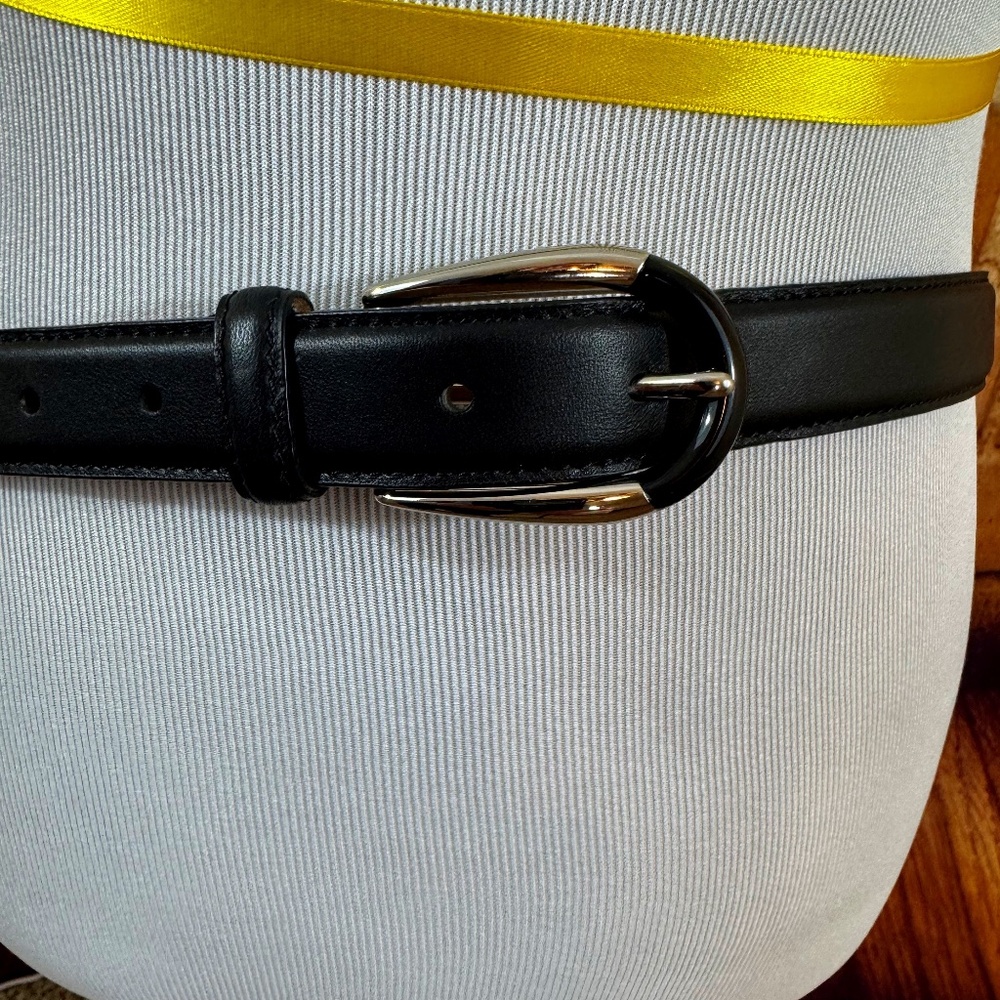 Talbots Smooth Black Leather Classic Belt Siz L